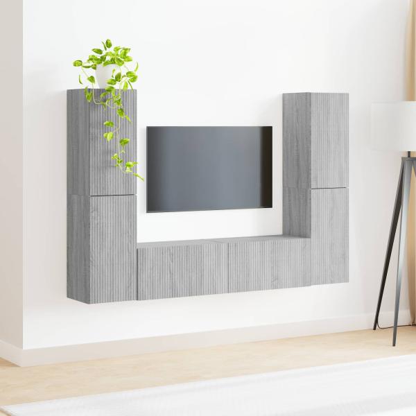 TV-Schrankset 6 Stk. Graues Sonoma Holzwerkstoff