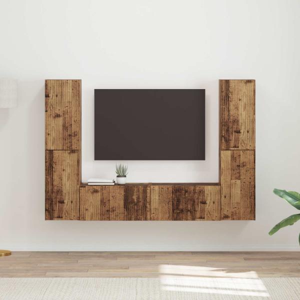 ARDEBO.de - TV-Schrankset 6 Stk. Altholz Holzwerkstoff