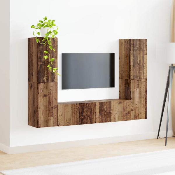 TV-Schrankset 6 Stk. Altholz Holzwerkstoff