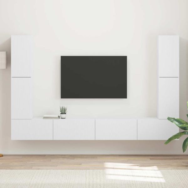 ARDEBO.de - TV-Schrankset 8 Stk. Weiß Holzwerkstoff