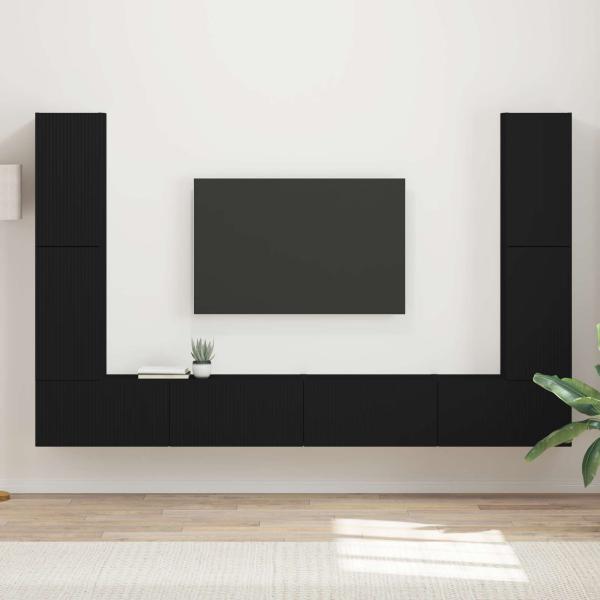 ARDEBO.de - TV-Schrankset 8 Stk. Schwarz Holzwerkstoff