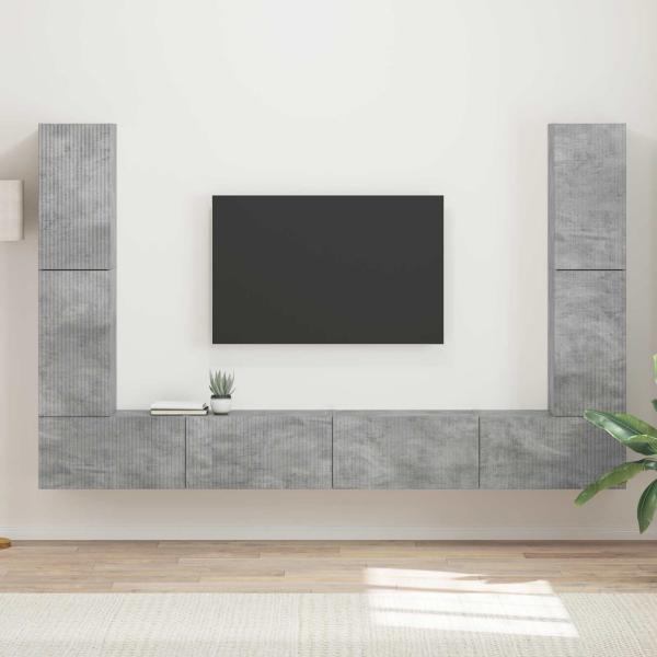 ARDEBO.de - TV-Schrankset 8 Stk. Beton Grau Holzwerkstoff