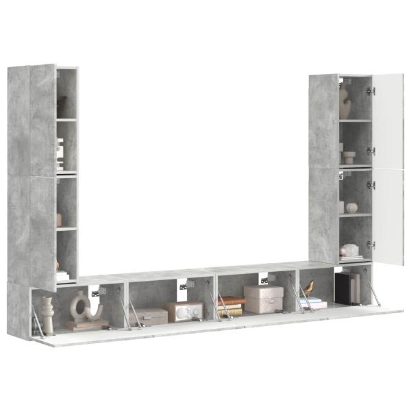 TV-Schrankset 8 Stk. Beton Grau Holzwerkstoff