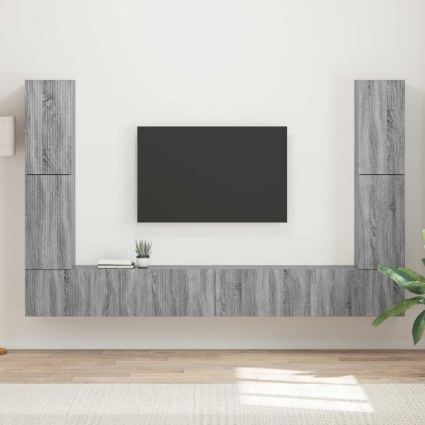 ARDEBO.de - TV-Schrankset 8 Stk. Graues Sonoma Holzwerkstoff