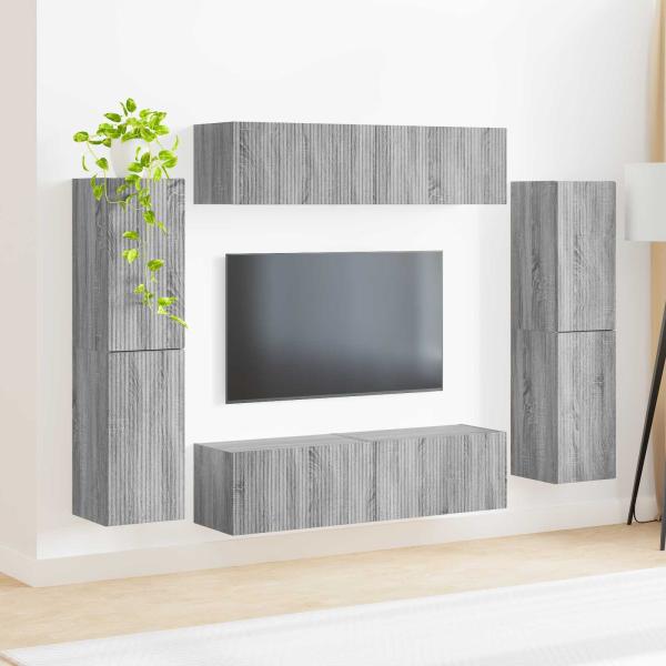 TV-Schrankset 8 Stk. Graues Sonoma Holzwerkstoff