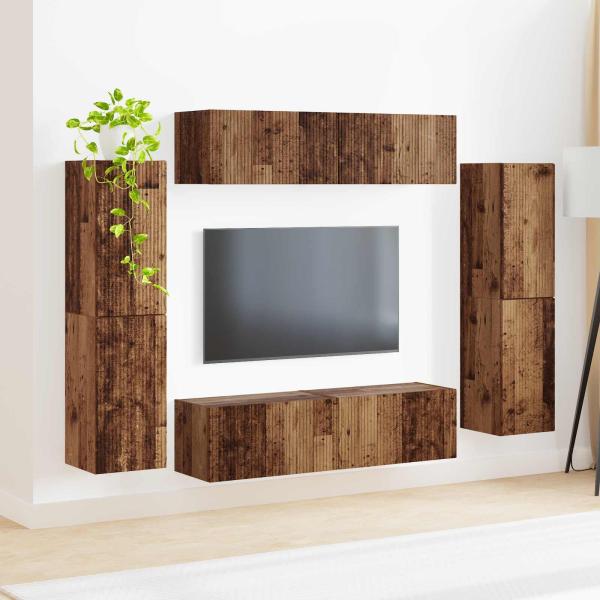 TV-Schrankset 8 Stk. Altholz Holzwerkstoff