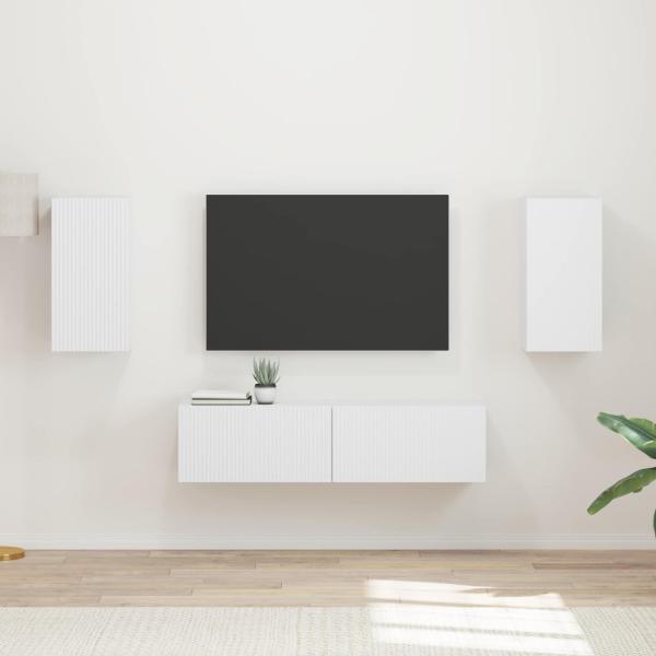 ARDEBO.de - TV-Schrankset 4 Stk. Weiß Holzwerkstoff