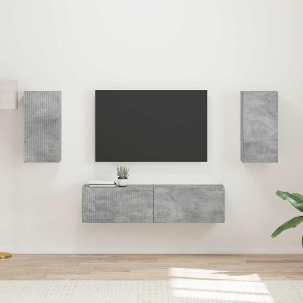 ARDEBO.de - TV-Schrankset 4 Stk. Beton Grau Holzwerkstoff
