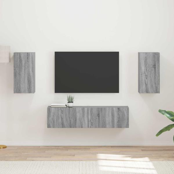 ARDEBO.de - TV-Schrankset 4 Stk. Graues Sonoma Holzwerkstoff