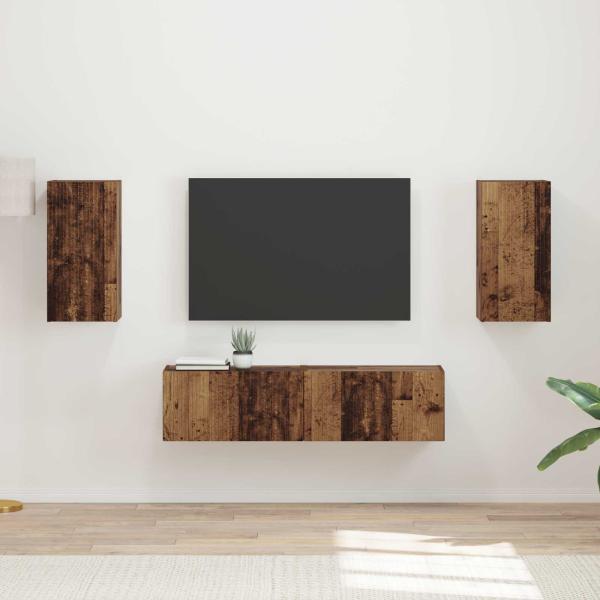 ARDEBO.de - TV-Schrankset 4 Stk. Altholz Holzwerkstoff