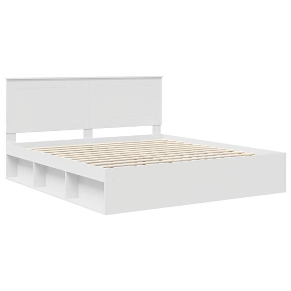 Bettrahmen mit Kopfteil Weiß 200 x 200 cm Massives Kiefernholz
