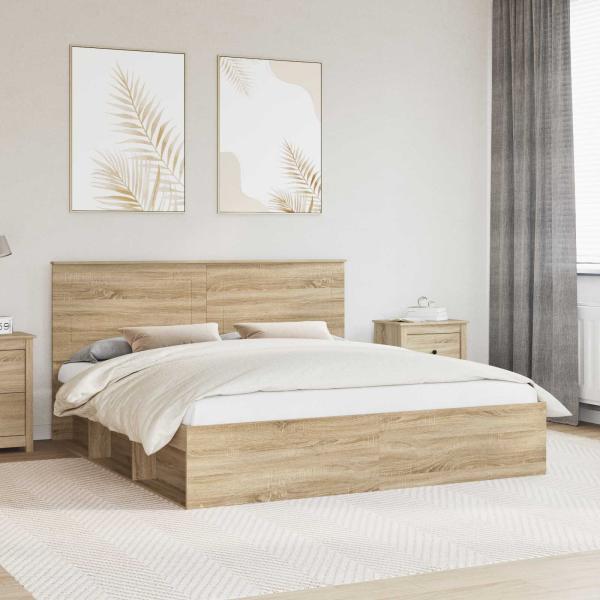 ARDEBO.de - Bettrahmen Sonoma 200 x 200 cm Massives Kiefernholz