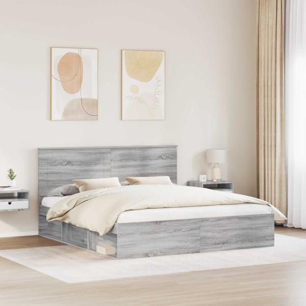 Bettrahmen Sonoma-Grau 200 x 200 cm Massives Kiefernholz