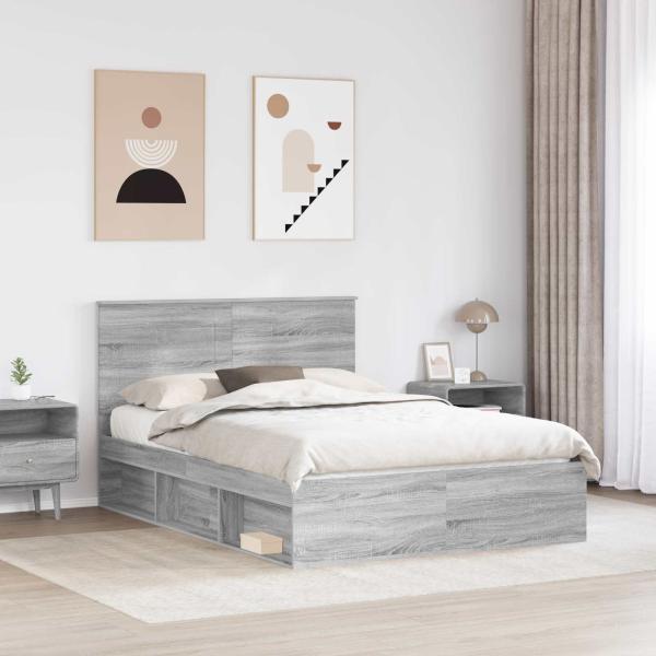 Bettrahmen Sonoma-Grau 160 x 200 cm Massives Kiefernholz