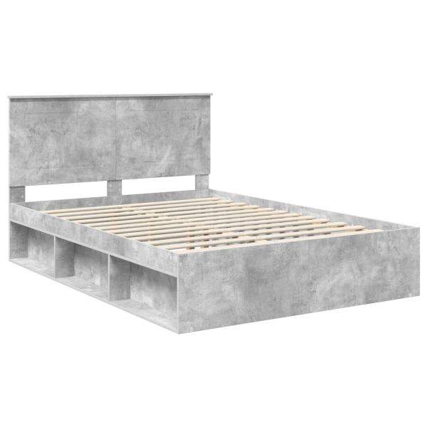 Bettrahmen Beton Grau 150 x 200 cm Massives Kiefernholz