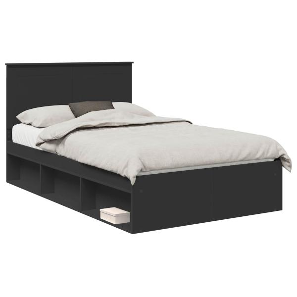 Bettrahmen Uni Schwarz 135 x 190 cm Massives Kiefernholz