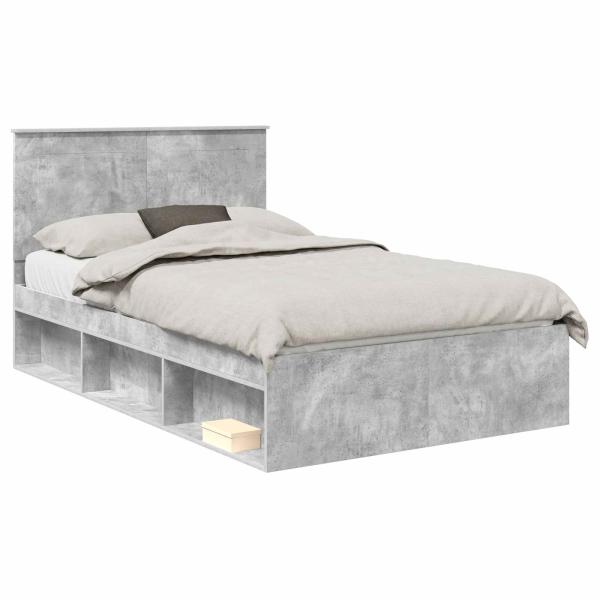Bettrahmen Uni Beton Grau 135 x 190 cm Massives Kiefernholz