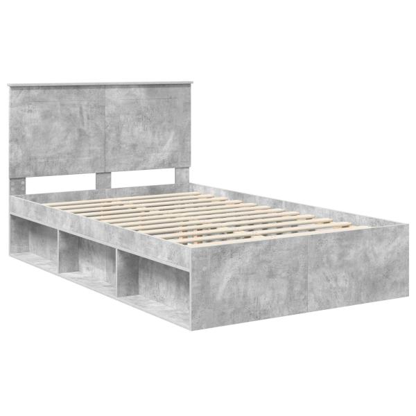 Bettrahmen Uni Beton Grau 135 x 190 cm Massives Kiefernholz