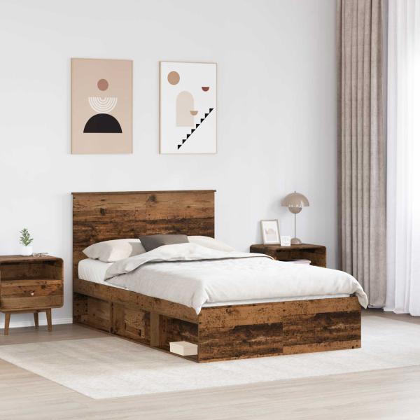 Bettrahmen Altholz 120 x 190 cm Massives Kiefernholz