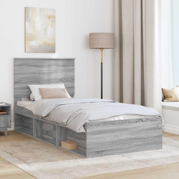 Bettrahmen Sonoma-Grau 90 x 190 cm Massives Kiefernholz