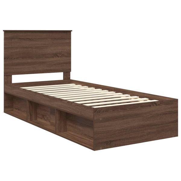 Bettrahmen Braun Eichen-Optik 90 x 200 cm Massives Kiefernholz