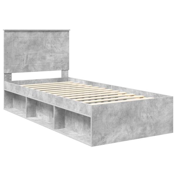 Bettrahmen Beton Grau 75 x 190 cm Massives Kiefernholz