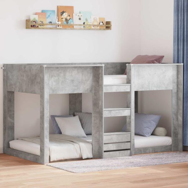 ARDEBO.de - Etagenbett für Kinder Beton Grau 80 x 200 cm Holzwerkstoff