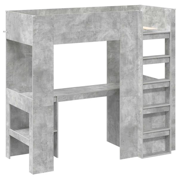 Etagenbettgestell mit Schreibtisch Beton Grau 75 x 190 cm
