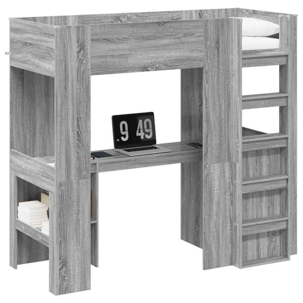 Etagenbettgestell mit Schreibtisch Graues Sonoma 75 x 190 cm