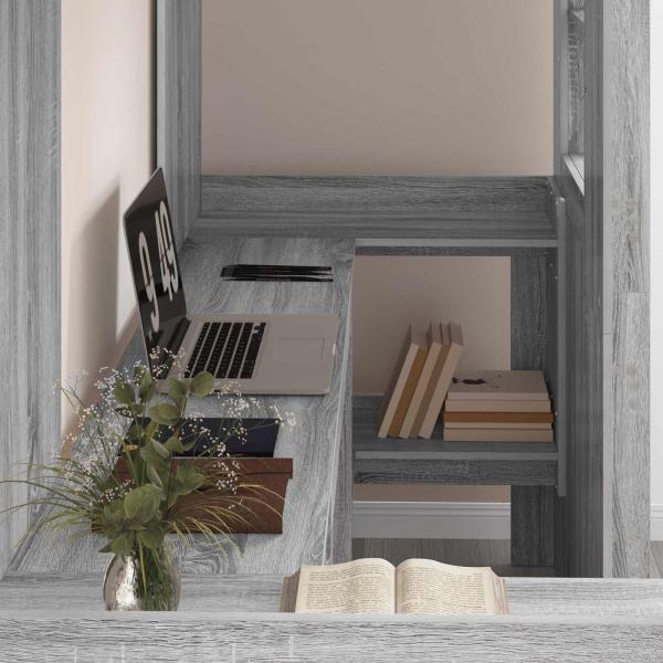 Etagenbettgestell mit Schreibtisch Graues Sonoma 75 x 190 cm