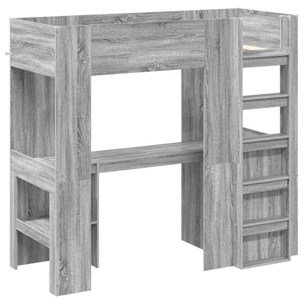 Etagenbettgestell mit Schreibtisch Graues Sonoma 75 x 190 cm