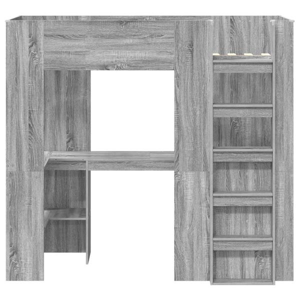 Etagenbettgestell mit Schreibtisch Graues Sonoma 75 x 190 cm