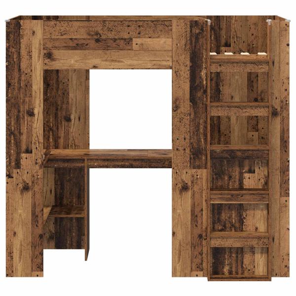 Etagenbettgestell mit Schreibtisch Altholz 75 x 190 cm