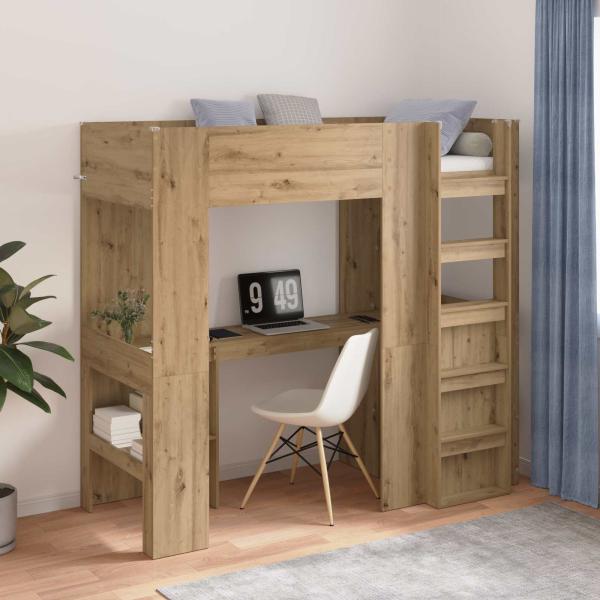 ARDEBO.de - Etagenbettgestell mit Schreibtisch Artisan-Eiche 75 x 190 cm