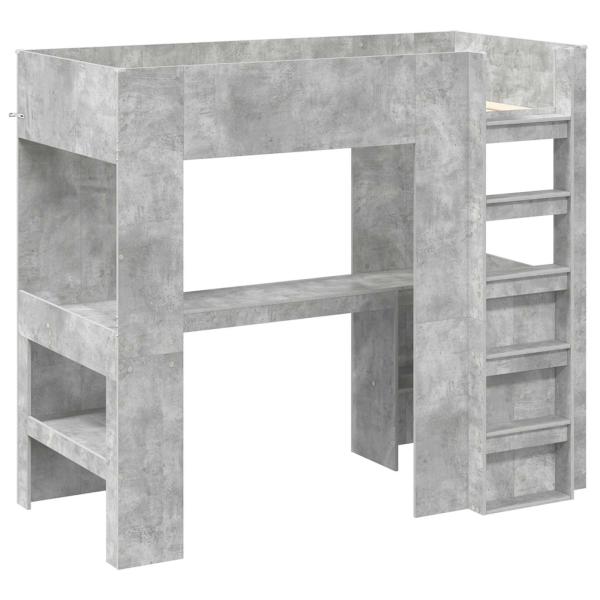 Etagenbettgestell mit Schreibtisch Beton Grau 90 x 190 cm