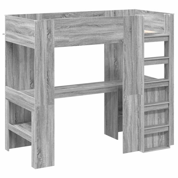 Etagenbettgestell mit Schreibtisch Graues Sonoma 80 x 200 cm