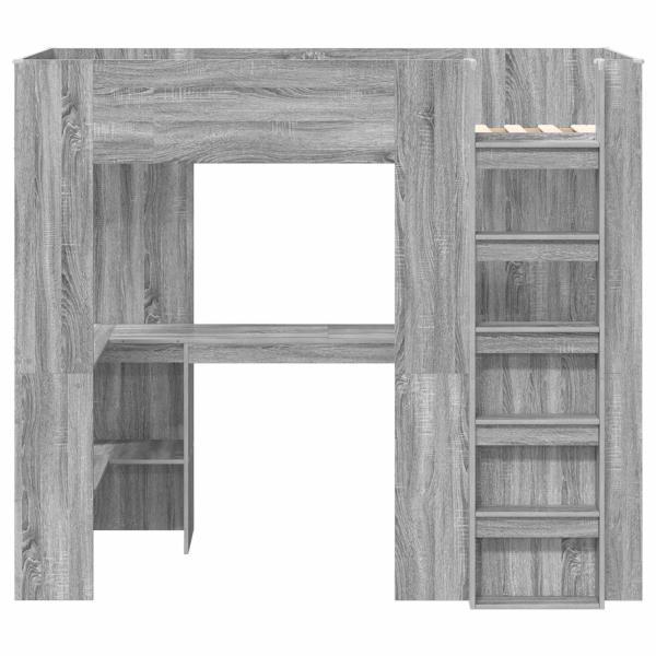 Etagenbettgestell mit Schreibtisch Graues Sonoma 80 x 200 cm
