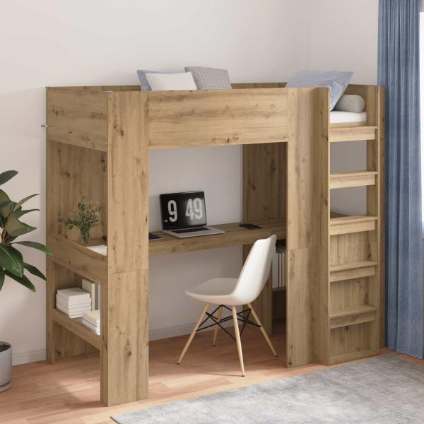 ARDEBO.de - Etagenbettgestell mit Schreibtisch Artisan-Eiche 90 x 200 cm