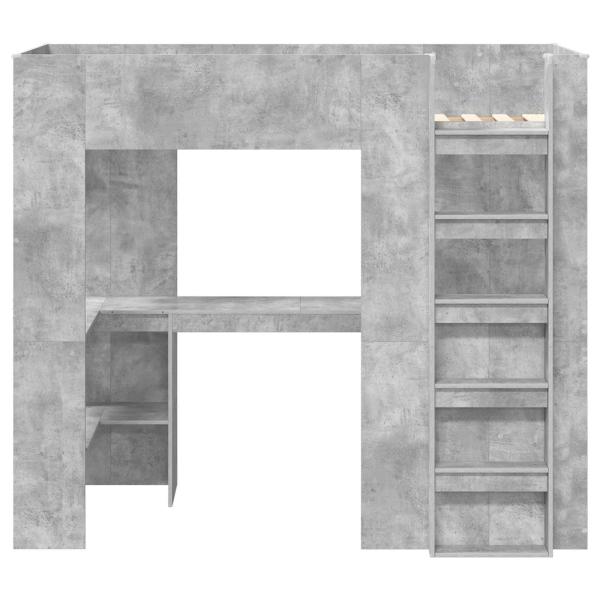 Etagenbettgestell mit Schreibtisch Beton Grau 100 x 200 cm
