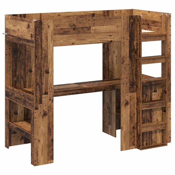 Etagenbettgestell mit Schreibtisch Altholz 100 x 200 cm