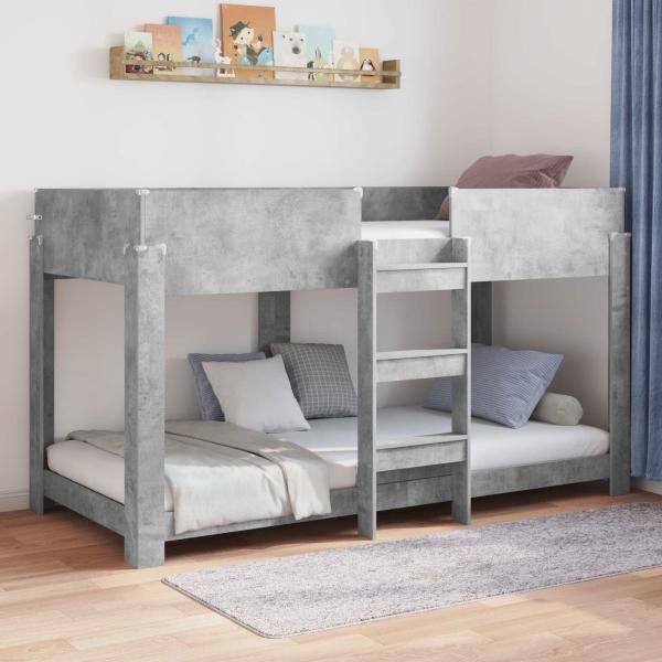 ARDEBO.de - Etagenbett für Kinder Betongrau 90 x 200 cm Holzwerkstoff