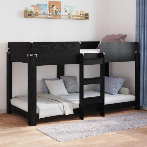 ARDEBO.de - Etagenbett für Kinder Schwarz Eichen-Optik 80 x 200 cm