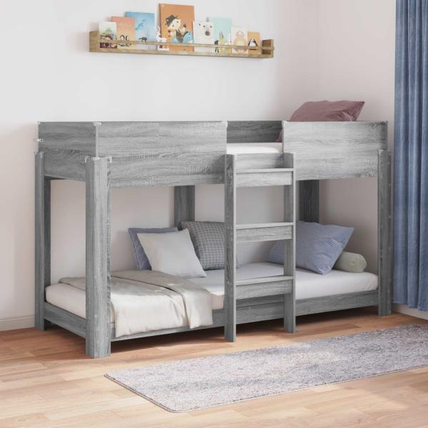 ARDEBO.de - Etagenbett für Kinder Sonoma-Grau 75 x 190 cm Holzwerkstoff
