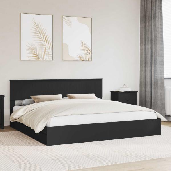 ARDEBO.de - Aufbewahrungsbett Schwarz 200 x 200 cm Holzwerkstoff