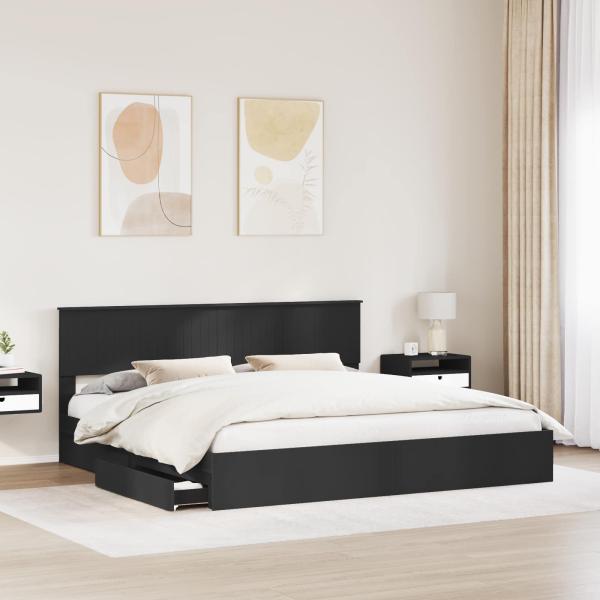Aufbewahrungsbett Schwarz 200 x 200 cm Holzwerkstoff