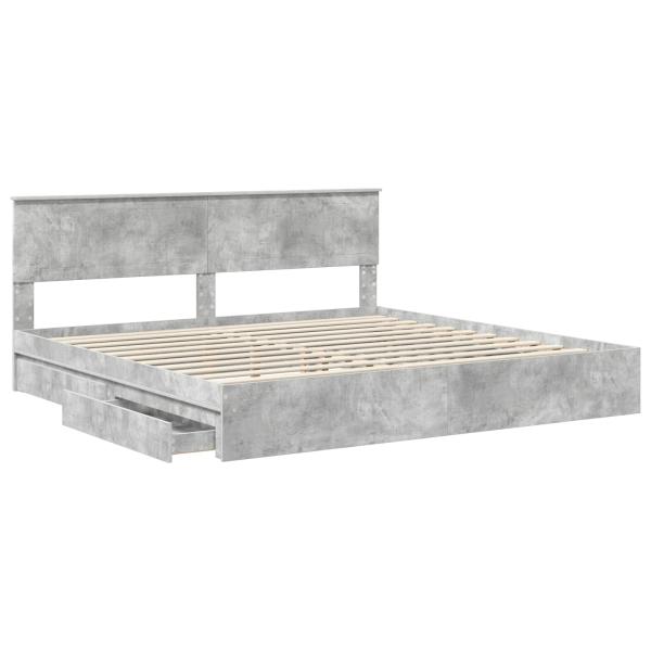 Aufbewahrungsbett Beton Grau 200 x 200 cm Holzwerkstoff