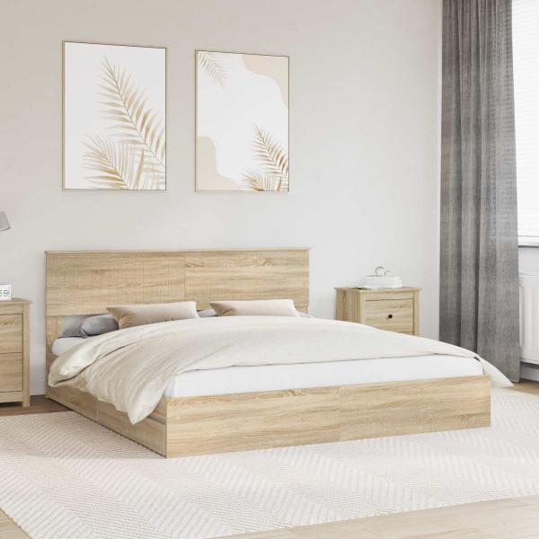 ARDEBO.de - Aufbewahrungsbett Sonoma-Eiche 180 x 200 cm Holzwerkstoff