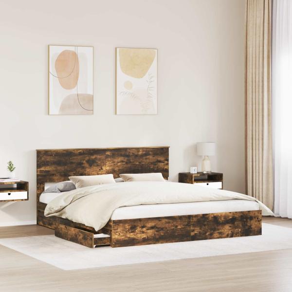 Aufbewahrungsbett Geräucherte Eiche 180 x 200 cm Holzwerkstoff