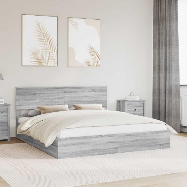 ARDEBO.de - Aufbewahrungsbett Graues Sonoma 180 x 200 cm Holzwerkstoff