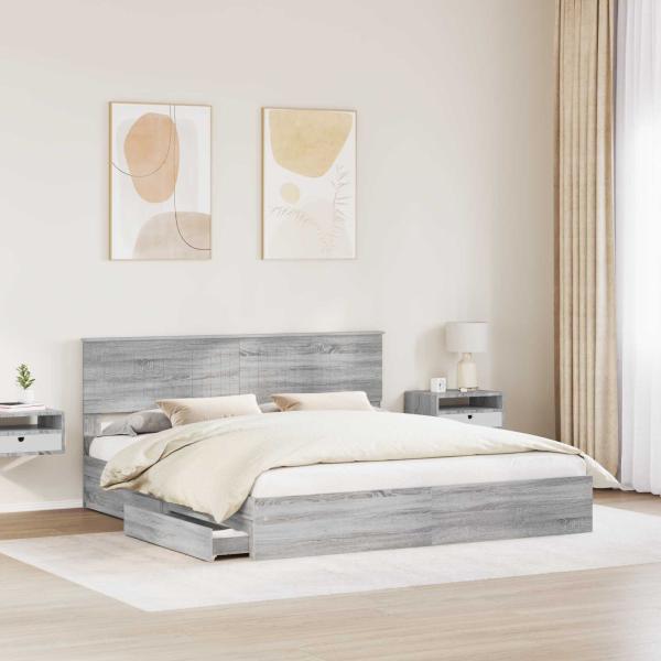 Aufbewahrungsbett Graues Sonoma 180 x 200 cm Holzwerkstoff